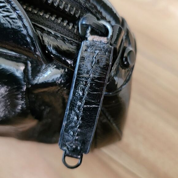 Just Cavalli Patent Leather Flap Dumpling Clutch Wristlet in Black - Picture 8 of 16